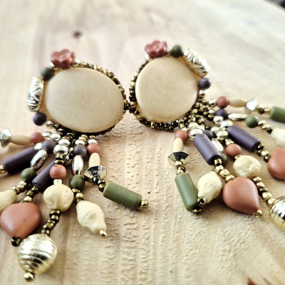 Native Navajo  Hanmade Bohemian Multicolor Beaded Earrings